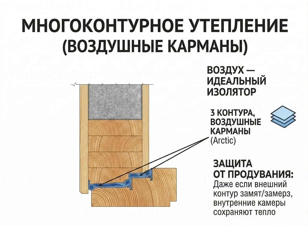 Схема многоконтурного утепления Scandoors