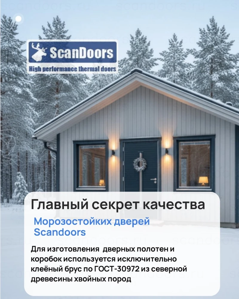 ❄️ Рассказываем 👆, почему двери Scandi, Scandiplus, Scandoors и Scandoors Wood сохраняют тепло и надёжность даже в суровую зиму. – фото Scandoors