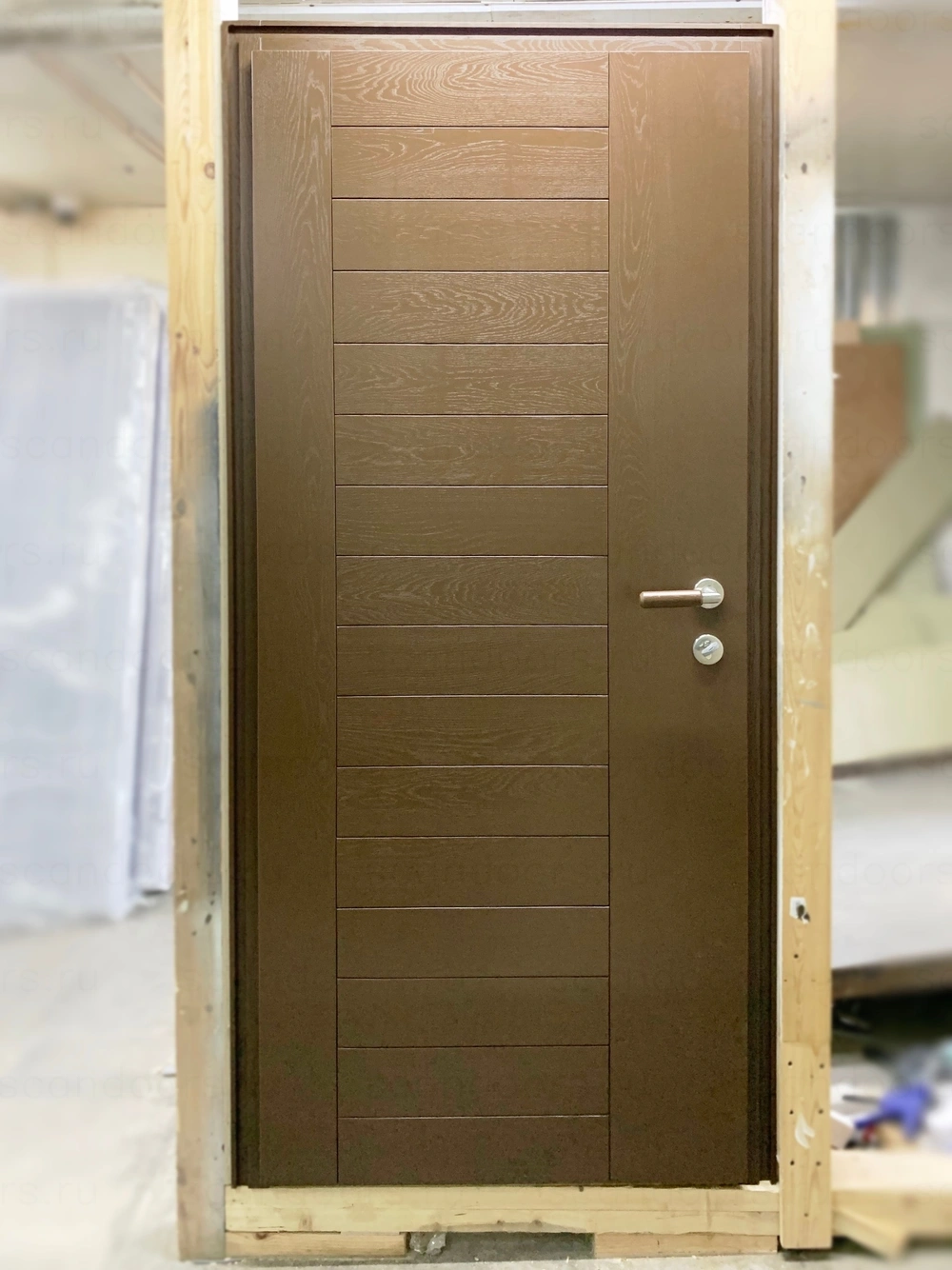 Фото 1 - Самые теплые двери Премиум класса с отделкой из дуба Scandoors Wood Arctic в комплектации со скрытыми петлями, трехточечным замком и доводчиком Scandoors: производство и монтаж